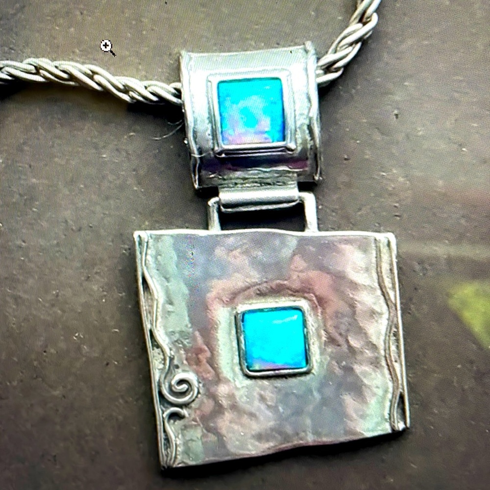 Silpada Sterling Silver Faux Blue Opal necklace